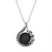 9ct White Gold Whitby Jet Bead Tentacle Necklace, P3421.