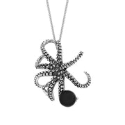 9ct White Gold Whitby Jet Bead Octopus Necklace