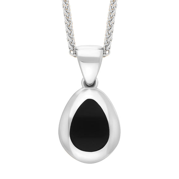 9ct White Gold Whitby Jet Cross Pear Shape Necklace