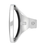 9ct White Gold Whitby Jet Hallmark Large Round Ring