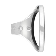 9ct White Gold Whitby Jet Hallmark Large Round Ring