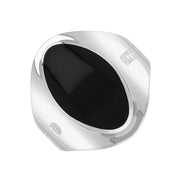 9ct White Gold Whitby Jet Hallmark Small Oval Ring, R076_FH.