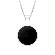 9ct White Gold Whitby Jet Heritage Round Necklace. P018.