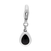 9ct White Gold Whitby Jet Pear Shaped Cross Clip Charm, G664_2.