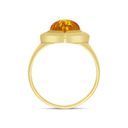 9ct Yellow Gold Amber Square Rib Edge Ring D