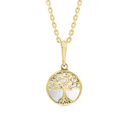 9ct Yellow Gold Bauxite Round Tree of Life Necklace, P3616.
