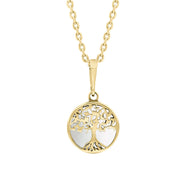 9ct Yellow Gold Bauxite Round Tree of Life Necklace, P3616.