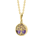 9ct Yellow Gold Small Blue John Round Tree of Life Necklace