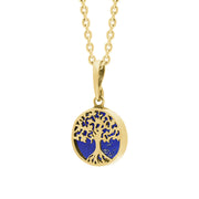 9ct Yellow Gold Small Lapis Lazuli Round Tree of Life Necklace
