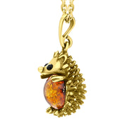 9ct Yellow Gold Amber Large Hedgehog Necklace