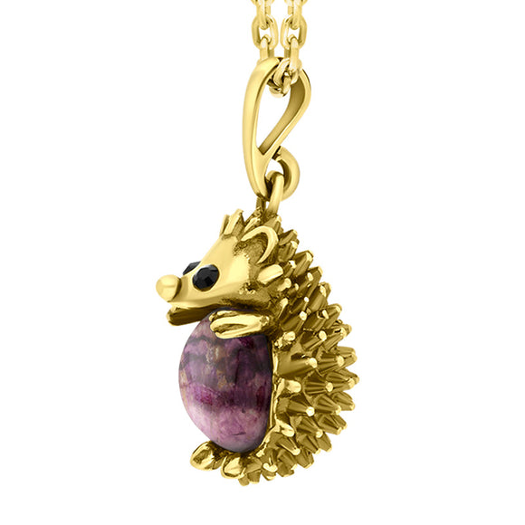 9ct Yellow Gold Blue John Large Hedgehog Necklace