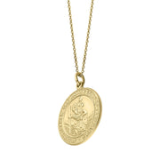 9ct Yellow Gold Large Circular Saint Christopher Necklace, CTC-266_2.