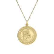 9ct Yellow Gold Large Circular Saint Christopher Necklace, CTC-266.