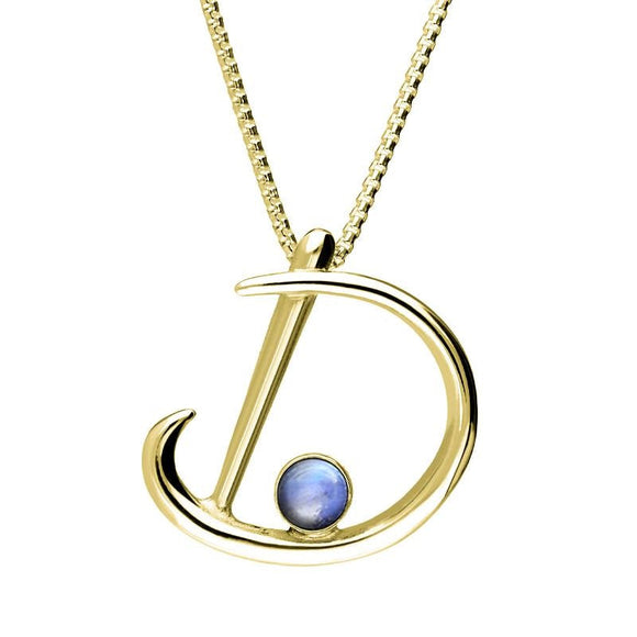 18ct Yellow Gold Moonstone Love Letters Initial D Necklace, P3451
