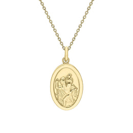 9ct Yellow Gold Small Oval Saint Christopher Necklace, CTC-267.