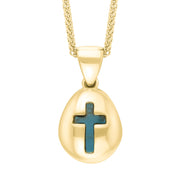 9ct Yellow Gold Turquoise Cross Pear Shape Necklace