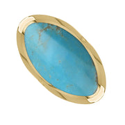 9ct Yellow Gold Turquoise Hallmark Large Oval Ring. R013_FH.