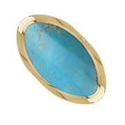 9ct Yellow Gold Turquoise Hallmark Large Oval Ring. R013_FH.