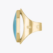 9ct Yellow Gold Turquoise Hallmark Large Oval Ring