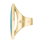 9ct Yellow Gold Turquoise Hallmark Large Rhombus Ring