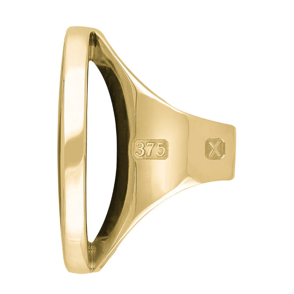 9ct Yellow Gold Turquoise Hallmark Large Round Ring