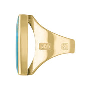 9ct Yellow Gold Turquoise Hallmark Medium Oblong Ring