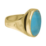 9ct Yellow Gold Turquoise Hallmark Small Round Ring