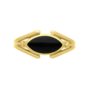 9ct Yellow Gold Whitby Jet Marquise Open Shank Ring