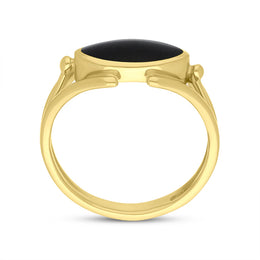 9ct Yellow Gold Whitby Jet Marquise Open Shank Ring