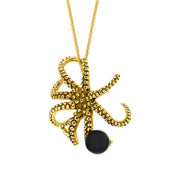 9ct Yellow Gold Whitby Jet Bead Octopus Necklace