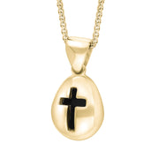 9ct Yellow Gold Whitby Jet Cross Pear Shape Necklace