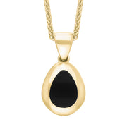 9ct Yellow Gold Whitby Jet Cross Pear Shape Necklace