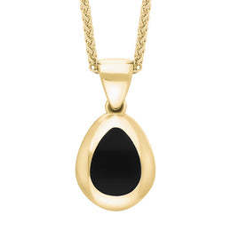 9ct Yellow Gold Whitby Jet Cross Pear Shape Necklace