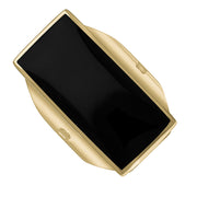 9ct Yellow Gold Whitby Jet Hallmark Large Oblong Ring, R064_FH.