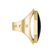 9ct Yellow Gold Whitby Jet Hallmark Large Oval Ring
