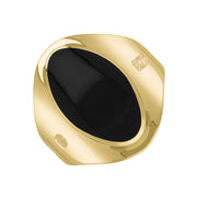 9ct Yellow Gold Whitby Jet Hallmark Small Oval Ring, R076_FH.