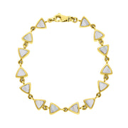 9ct Yellow Gold White Mother of Pearl Curved Triangle Bracelet B647