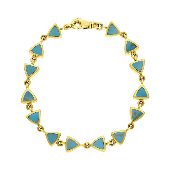 9ct Yellow Turquoise Curved Triangle Bracelet B647