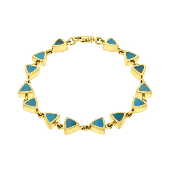 9ct Yellow Turquoise Curved Triangle Bracelet