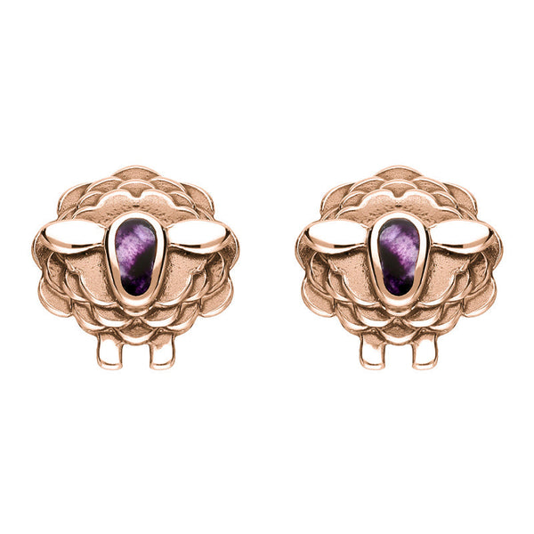9ct Rose Gold Blue John Sheep Stud Earrings, E2530.