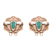 9ct Rose Gold Turquoise Sheep Stud Earrings, E2530.