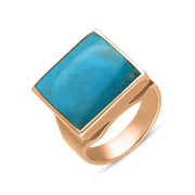 9ct Rose Gold Turquoise Small Square Ring, R603.