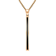 9ct Rose Gold Whitby Jet Long Slim Necklace. P1472