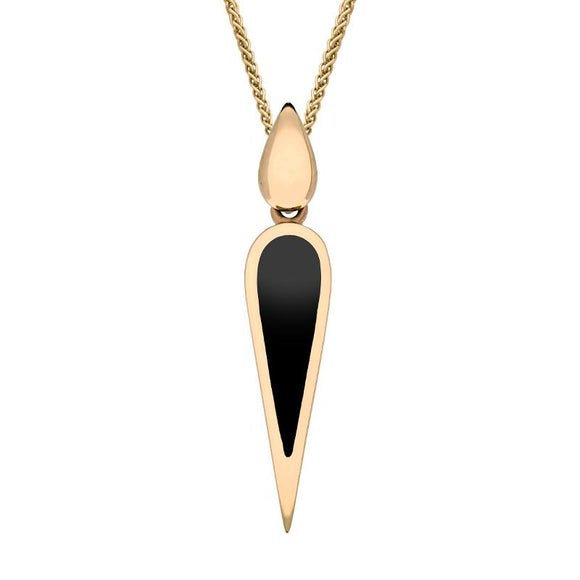9ct Rose Gold Whitby Jet Toscana Slim Pear Drop Necklace, P1612.