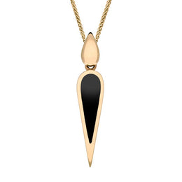 9ct Rose Gold Whitby Jet Toscana Slim Pear Drop Necklace, P1612.