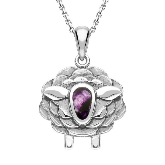 9ct White Gold Blue John Sheep Necklace, P3508.