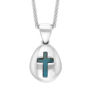 9ct White Gold Turquoise Cross Pear Shape Necklace