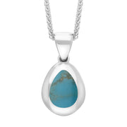 9ct White Gold Turquoise Cross Pear Shape Necklace