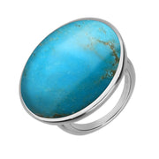 9ct White Gold Turquoise Round Ring, R652