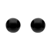 9ct White Gold Whitby Jet 6mm Ball Stud Earrings, E1344